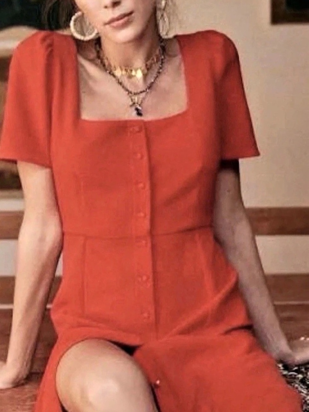 Sézane Victoria Midi Dress in Orange Size 38 (US 6)
